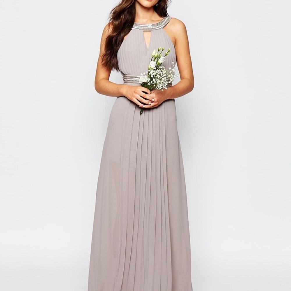 ASOS TFNC WEDDING Embellished Pleated Maxi Dress